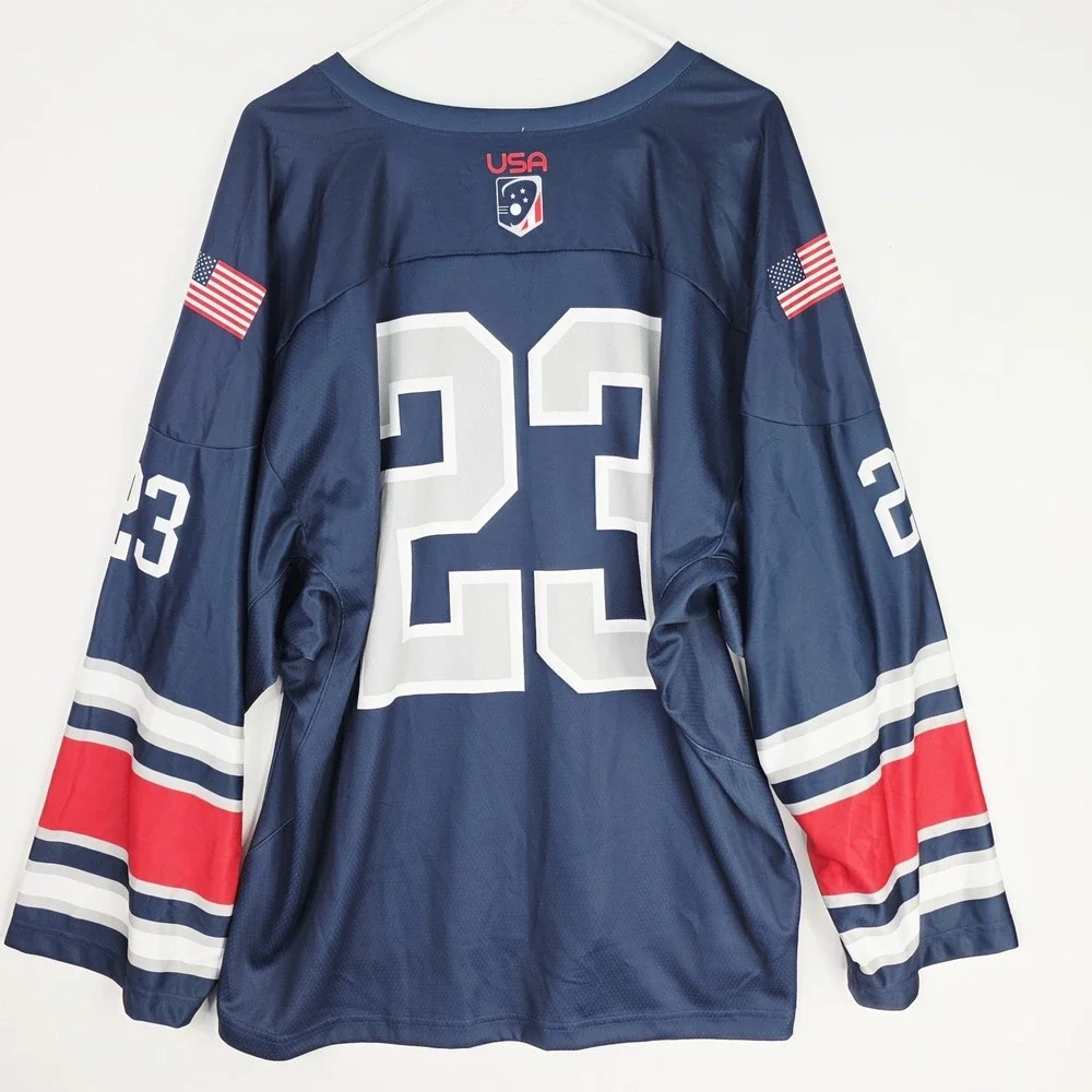 Nike Digital Team USA L‎ Elite Box Lacrosse Jersey Navy Blue Red FD0707 Sample